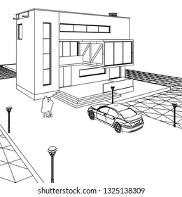 house building, 3d illustration