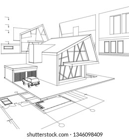 house building, 3d illustration