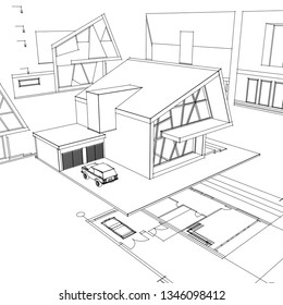 house building, 3d illustration