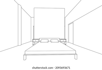 house building 3d sketch vector illustration