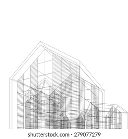 House building. Architectural background
