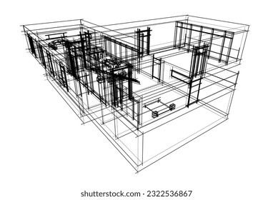 ilustración 3d de la construcción de viviendas