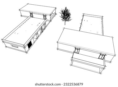Bauarchitektur des Hauses 3D-Abbildung