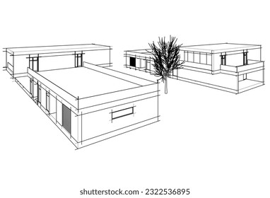 Bauarchitektur des Hauses 3D-Abbildung