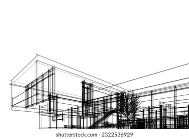 ilustración 3d de la construcción de viviendas