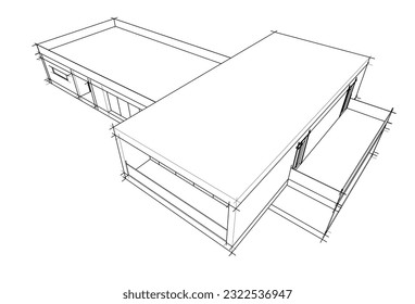 Bauarchitektur des Hauses 3D-Abbildung