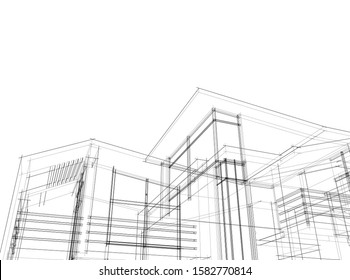 house building architecture 3d illustration