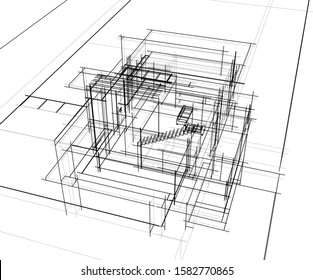 house building architecture 3d illustration