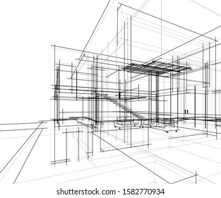 house building architecture 3d illustration