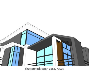 house building architecture 3d illustration