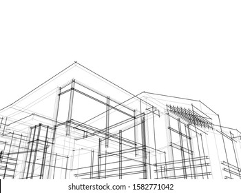 house building architecture 3d illustration