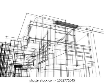 house building architecture 3d illustration