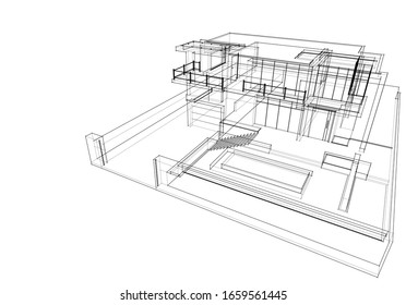 house building architecture 3d illustration