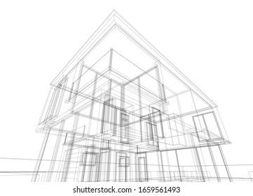 house building architecture 3d illustration