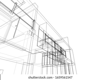 house building architecture 3d illustration