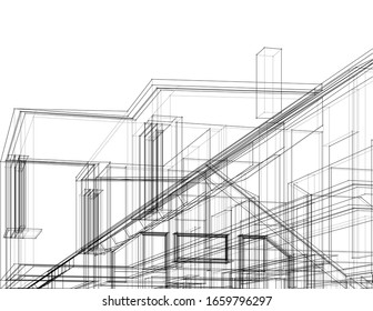 house building architecture 3d illustration