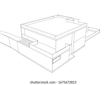 house building architecture 3d illustration