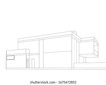 house building architecture 3d illustration