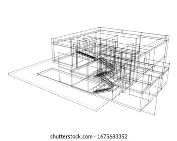 house building architecture 3d illustration