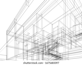 house building architecture 3d illustration