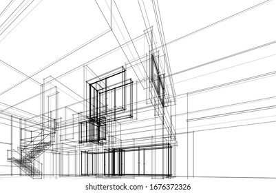 house building architecture 3d illustration