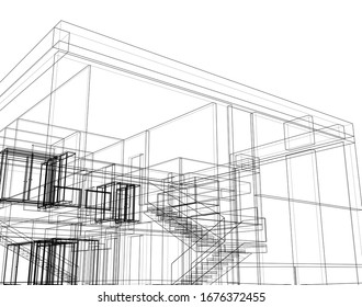 house building architecture 3d illustration