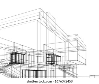 house building architecture 3d illustration