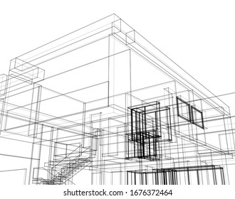 house building architecture 3d illustration