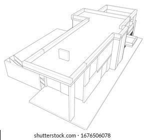 house building architecture 3d illustration