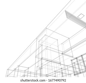 house building architecture 3d illustration