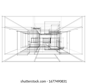 house building architecture 3d illustration