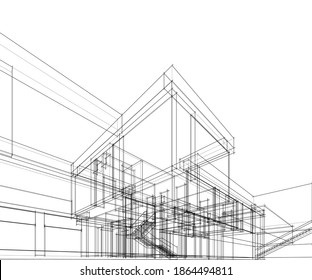 house building architecture 3d illustration