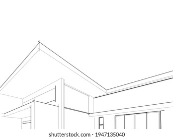 house building architecture 3d illustration