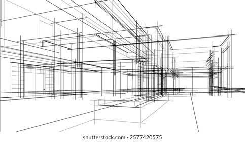 house building architecture 3d illustration