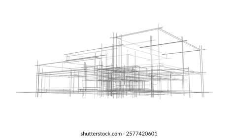 house building architecture 3d illustration