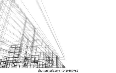 House building architecture concept 3d illustration