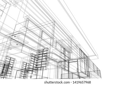 House building architecture concept 3d illustration