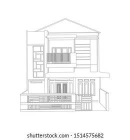 House building architecture concept sketch 3d illustration. modern architecture exterior. architecture abstract. Blueprint or Wire-frame style