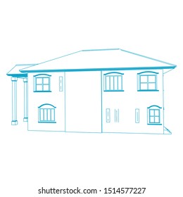 House building architecture concept sketch 3d illustration. modern architecture exterior. architecture abstract. Blueprint or Wire-frame style
