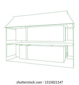 House building architecture concept sketch 3d illustration. modern architecture exterior. architecture abstract. Blueprint or Wire-frame style