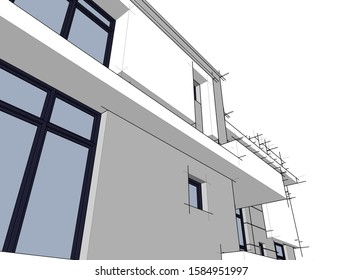House building architecture concept sketch 