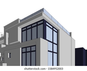 House building architecture concept sketch 