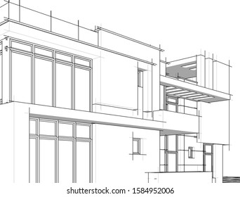 House building architecture concept sketch 