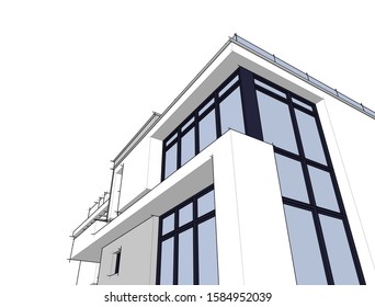 House building architecture concept sketch 