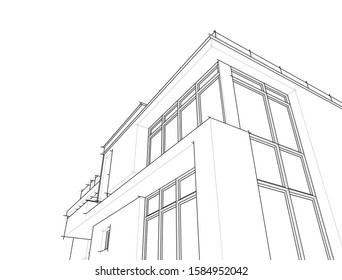 House building architecture concept sketch 