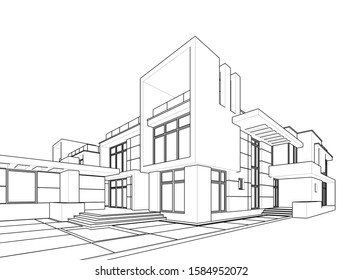 House building architecture concept sketch 