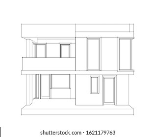 House building architecture concept sketch 3d 