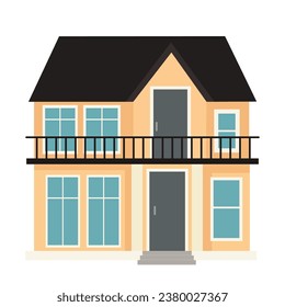 House building architecture front view, residential property or real estate - Vector