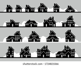 House Building black icon set. Series vector illustration for your design. 