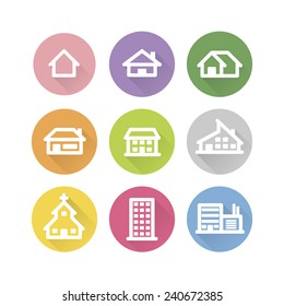 House and Building Circle Icons